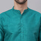 Jompers Men's Solid Dupion Silk Kurtas ( KO 636Teal )