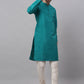 Jompers Men's Solid Dupion Silk Kurtas ( KO 636Teal )