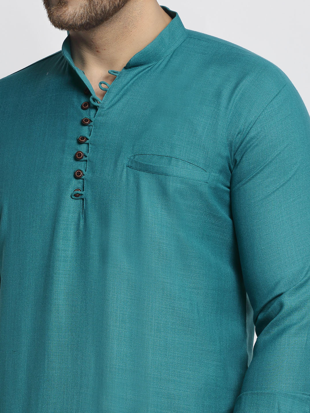 Jompers Men's Green Solid Cotton Short Kurta ( KO 639 Green )