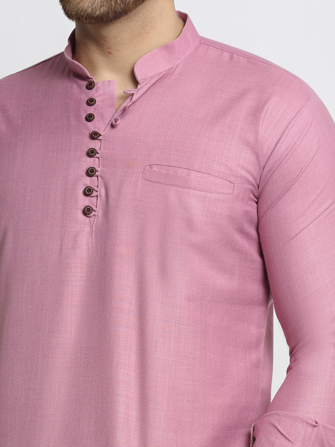 Jompers Men's Magenta Pink Solid Cotton Short Kurta ( KO 639 Magenta )
