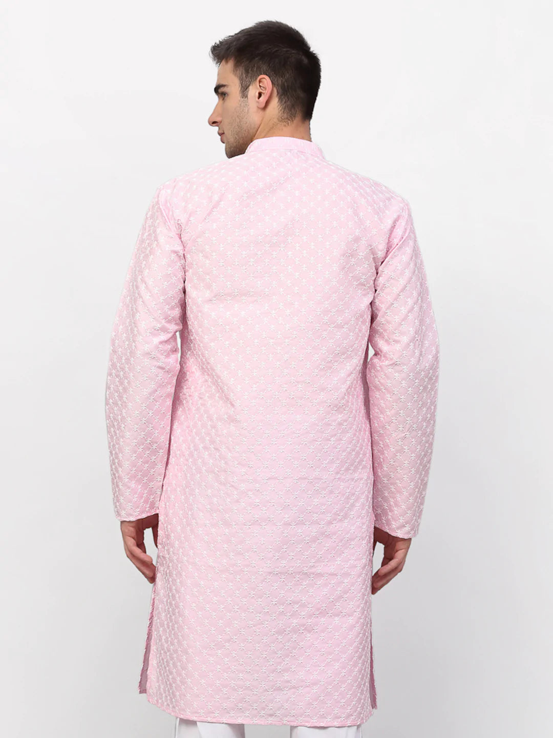 Jompers Men Pink Chikankari Kurta Only ( KO 641 Pink )