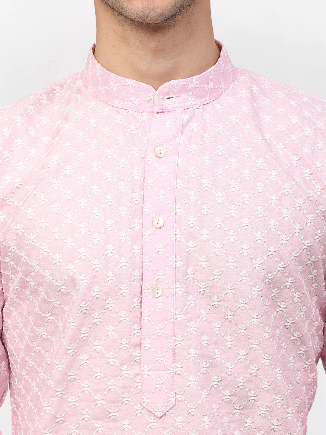 Jompers Men Pink Chikankari Kurta Only ( KO 641 Pink )