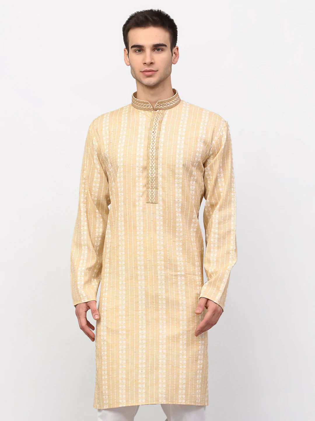 Jompers Men's Beige Woven Kurta Only ( KO 642 Beige )