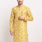 Jompers Men's Yellow Dupion Printed Kurta Only ( KO 644 Yellow )