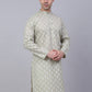 Men's Cotton Floral printed kurtas ( KO 650Grey )