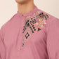 Men's Cotton Embroidered Kurta ( KO 655Magenta )