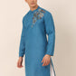 Men's Cotton Embroidered Kurta ( KO 655Peacock )