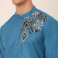 Men's Cotton Embroidered Kurta ( KO 655Peacock )