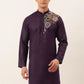 Men's Cotton Embroidered Kurtas ( KO 655 Purple )