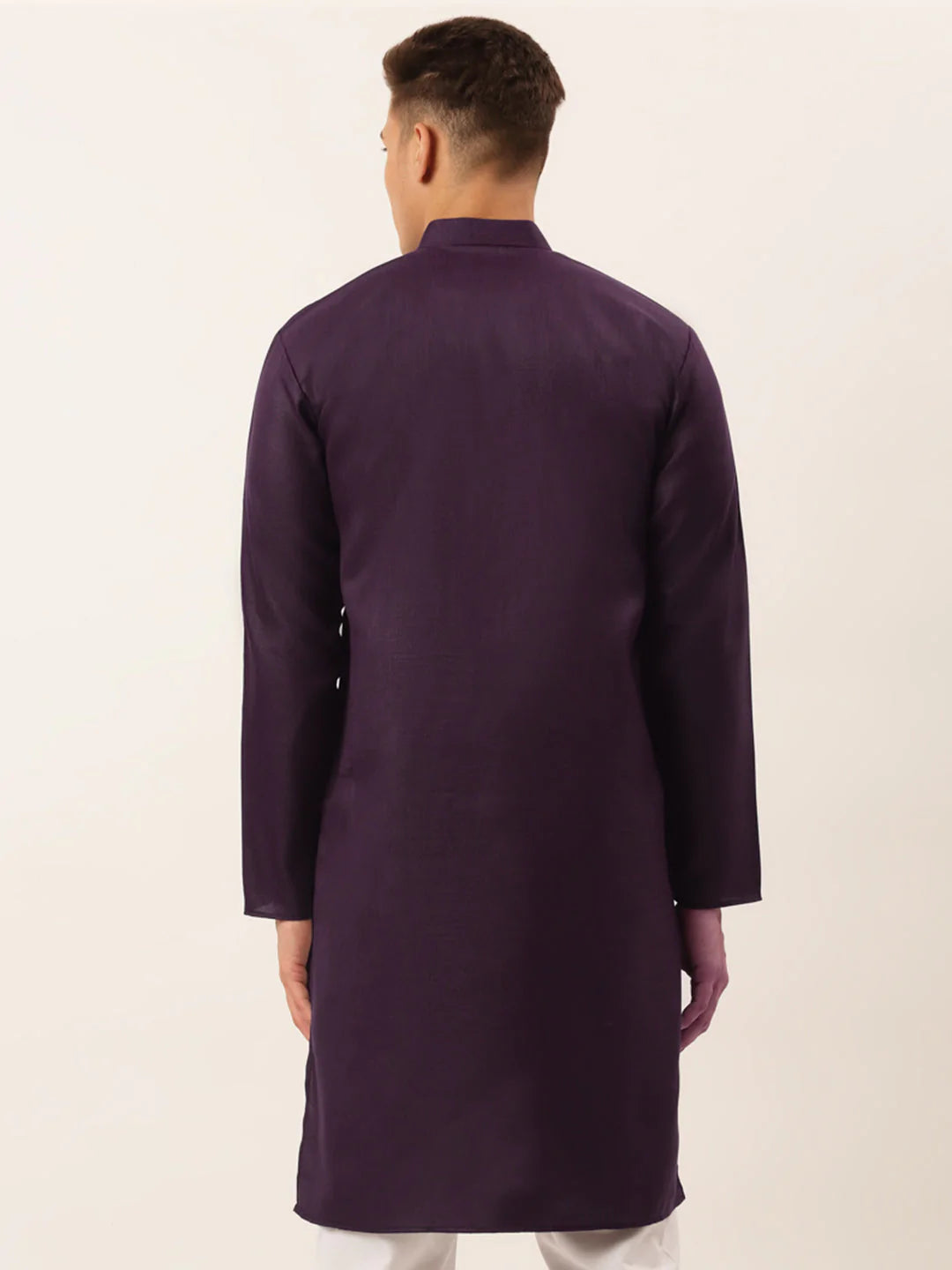 Men's Cotton Embroidered Kurtas ( KO 655 Purple )