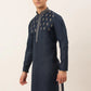 Men's Cotton Embroidered Kurtas ( KO 656 Navy )