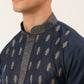 Men's Cotton Embroidered Kurtas ( KO 656 Navy )