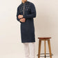 Men's Cotton Embroidered Kurtas ( KO 656 Navy )