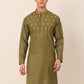 Men's Olive Green Embroidered Kurtas ( KO 656Olive )