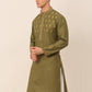 Men's Olive Green Embroidered Kurtas ( KO 656Olive )