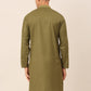 Men's Olive Green Embroidered Kurtas ( KO 656Olive )