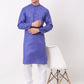 Men's Cotton Solid Kurta ( KO 657Blue )