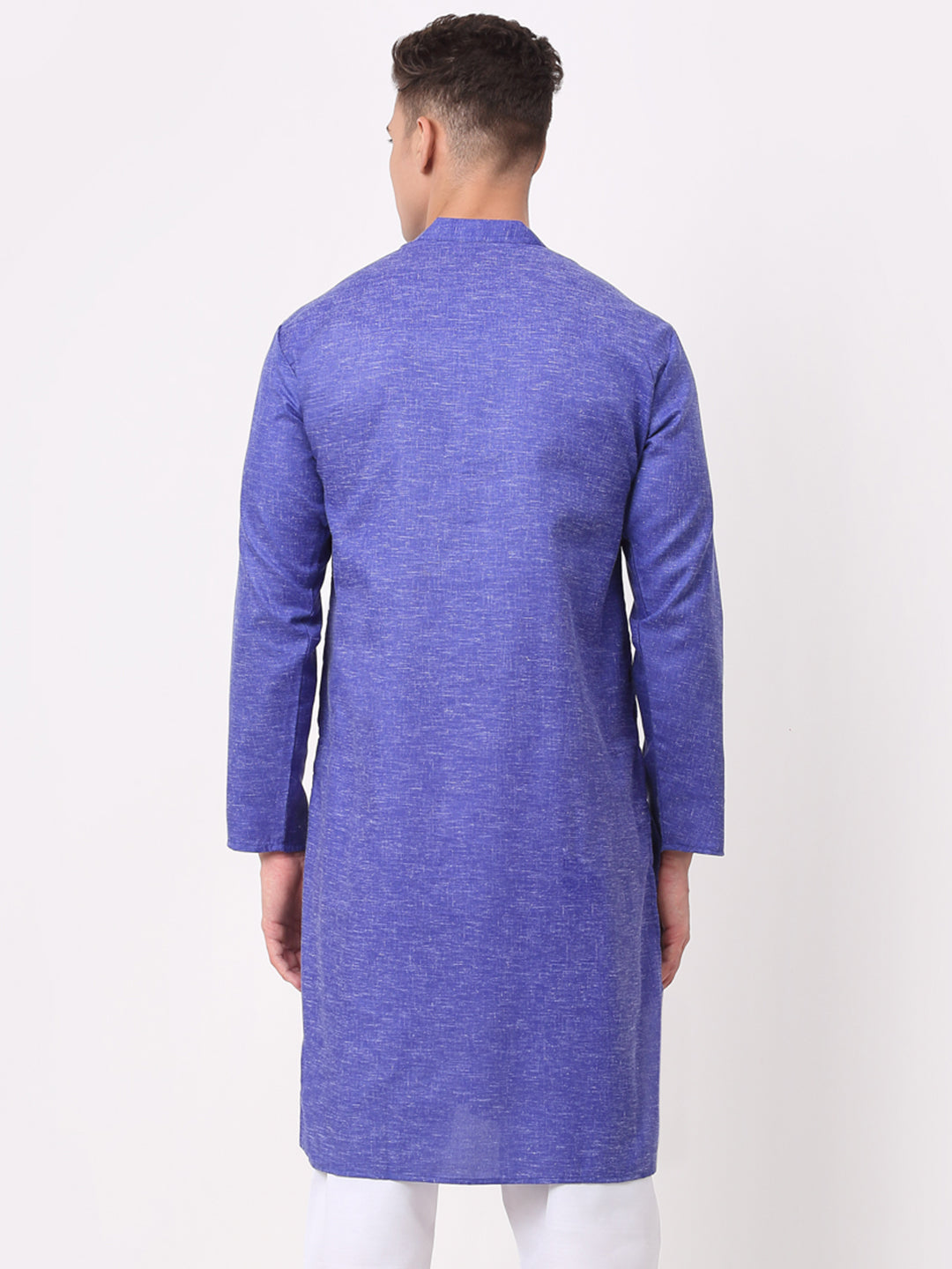 Men's Cotton Solid Kurta ( KO 657Blue )