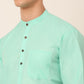 Men's Cotton Solid Kurta ( KO 657Green )