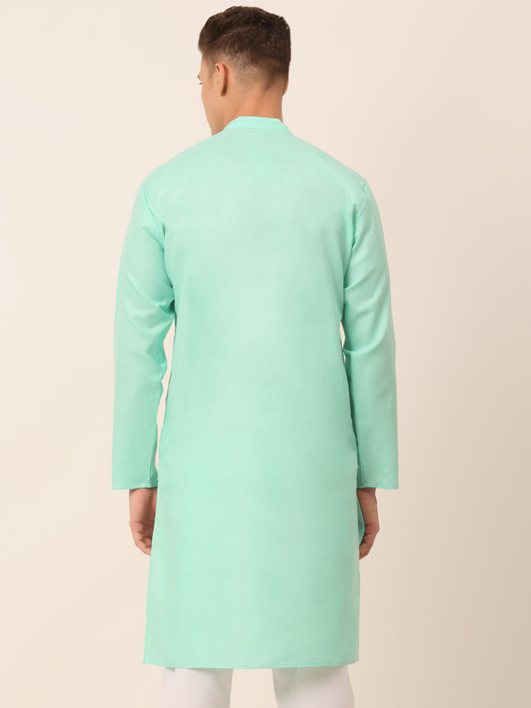 Men's Cotton Solid Kurta ( KO 657Green )