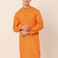 Men's Cotton Solid Kurta ( KO 657Orange )