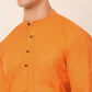 Men's Cotton Solid Kurta ( KO 657Orange )