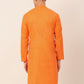 Men's Cotton Solid Kurta ( KO 657Orange )
