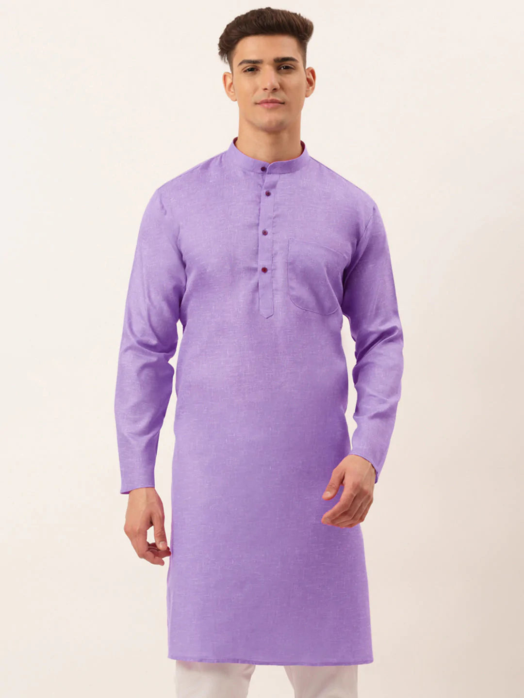 Men's Cotton Solid Kurtas ( KO 657 Purple )