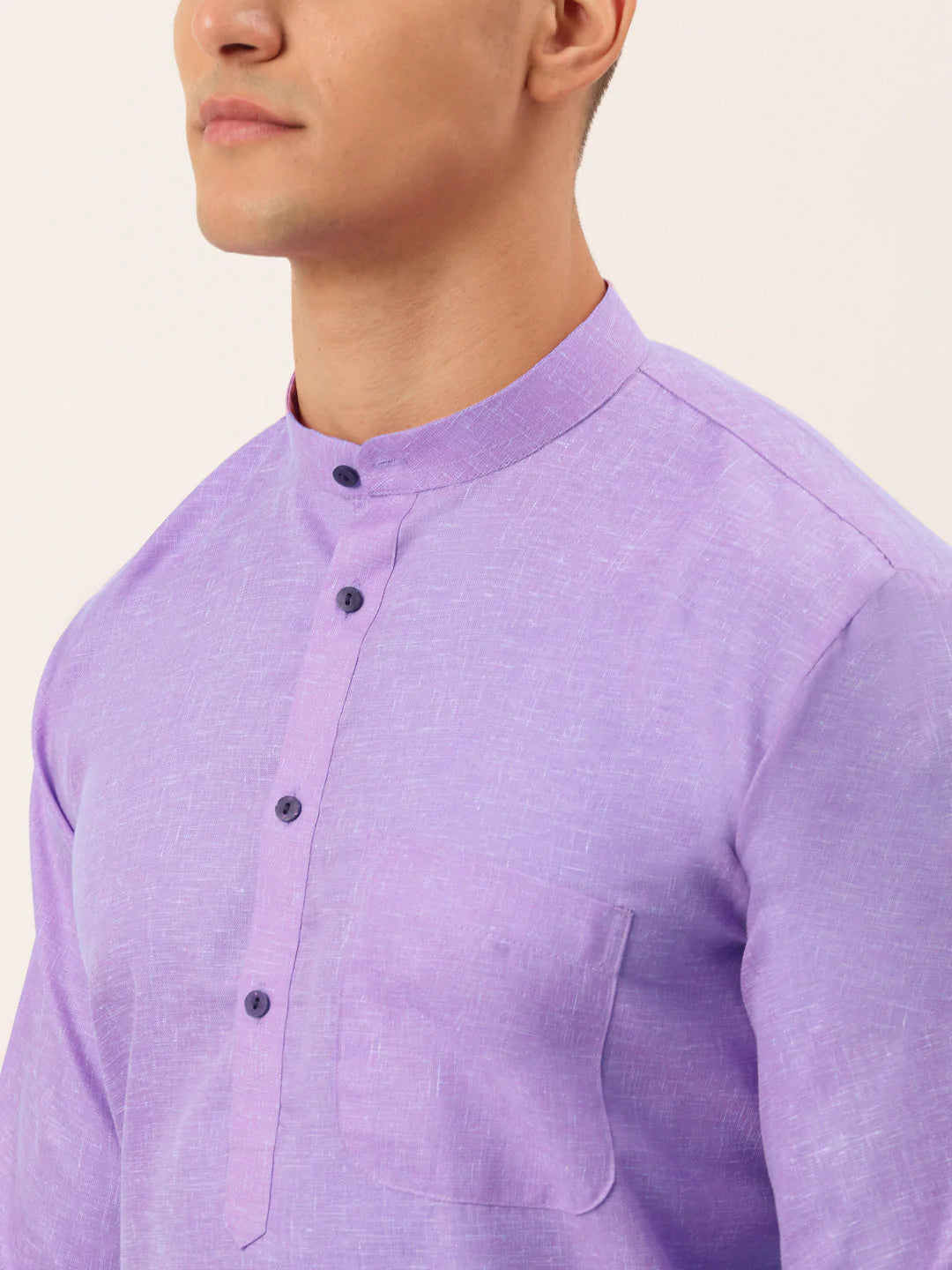 Men's Cotton Solid Kurtas ( KO 657 Purple )