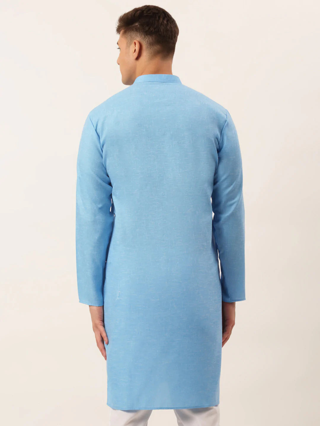 Men's Cotton Solid Kurtas ( KO 657 Sky )