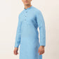 Men's Cotton Solid Kurtas ( KO 657 Sky )