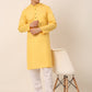 Men's Cotton Solid Kurta ( KO 657Yellow )