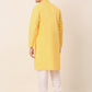 Men's Cotton Solid Kurta ( KO 657Yellow )