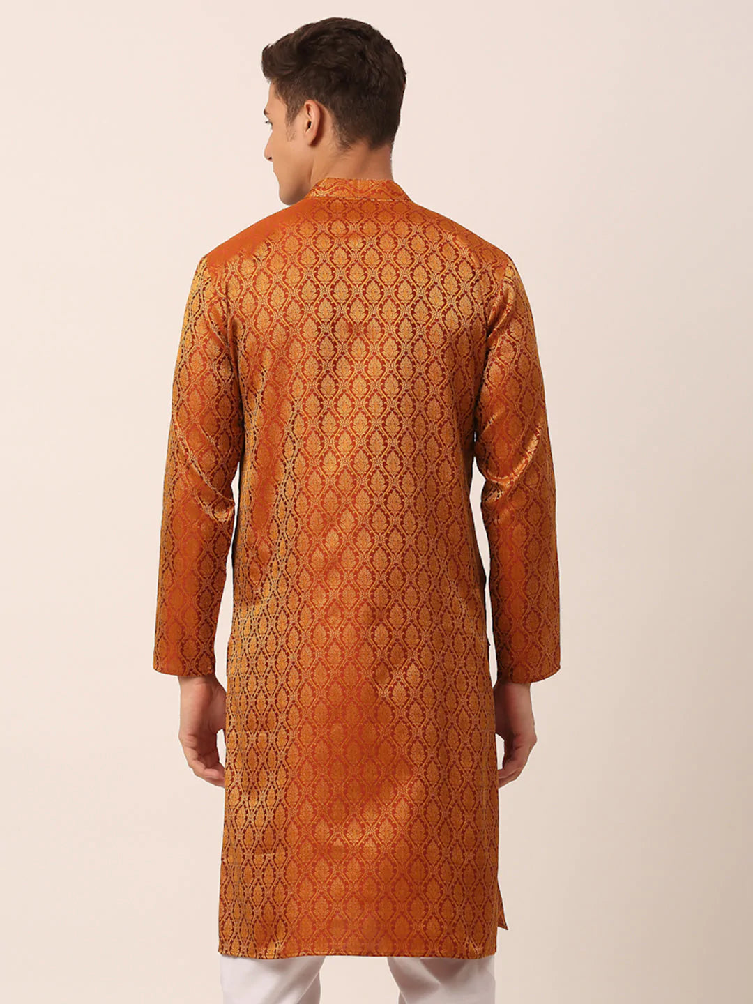 Men's Woven Design Jacquard Kurtas ( KO 658 Maroon )