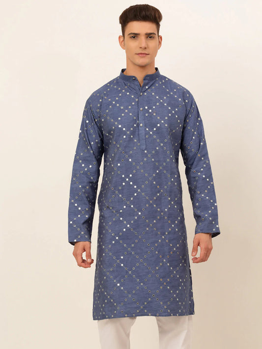 Grey Mirror Work Kurta Only ( KO 659 Grey )
