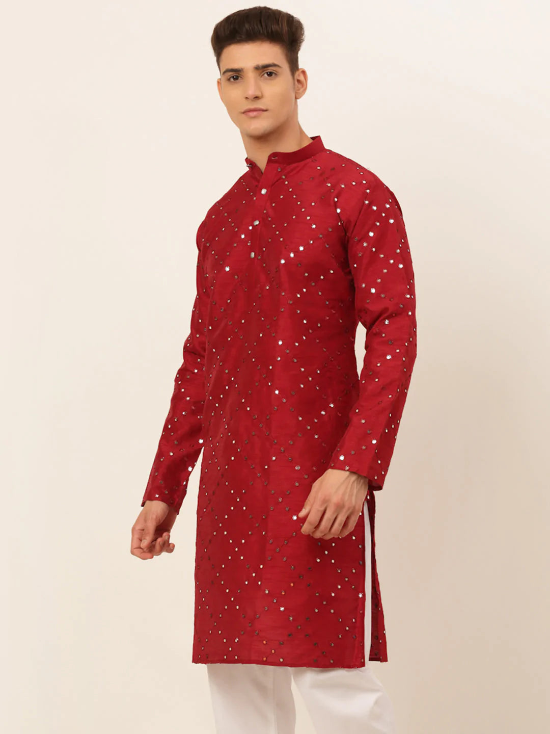 Maroon Mirror Work Kurta Only ( KO 659 Maroon )