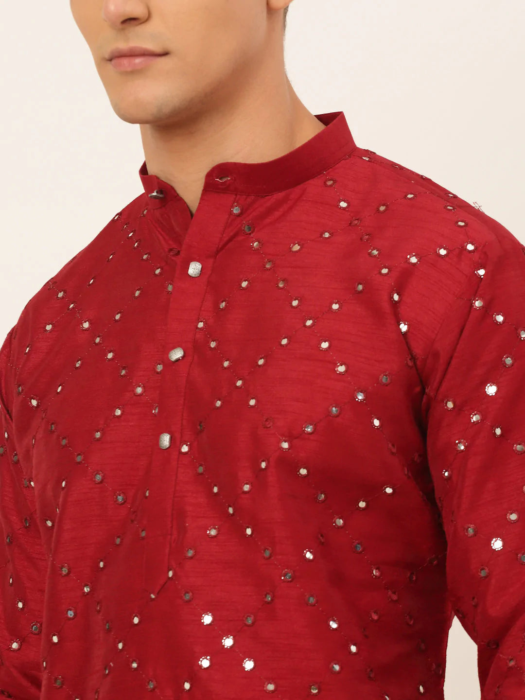 Maroon Mirror Work Kurta Only ( KO 659 Maroon )