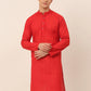 Men's Pure Cottom Embroidered Kurta Only ( KO 660 Red )