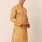 Men's Silk Blend Sequence Embroidered Kurta Only ( KO 661 Beige )