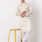 Men's Silk Blend Sequence Embroidered Kurta Only ( KO 661 Cream )