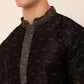 Men's Silk Blend Collar Embroidered Kurta only ( KO 662 Black )
