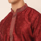 Men's Silk Blend Collar Embroidered Kurta only ( KO 662 Maroon )
