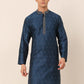 Men's Silk Blend Collar Embroidered Kurta only ( KO 662 Peacock )