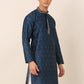 Men's Silk Blend Collar Embroidered Kurta only ( KO 662 Peacock )