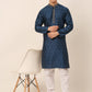 Men's Silk Blend Collar Embroidered Kurta only ( KO 662 Peacock )