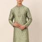 Men's Silk Blend Collar Embroidered Kurta only ( KO 662 Pista )