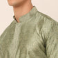 Men's Silk Blend Collar Embroidered Kurta only ( KO 662 Pista )