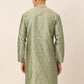 Men's Silk Blend Collar Embroidered Kurta only ( KO 662 Pista )