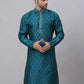 Men's Silk Blend Collar Embroidered Kurta only ( KO 663 Peacock )