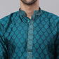 Men's Silk Blend Collar Embroidered Kurta only ( KO 663 Peacock )